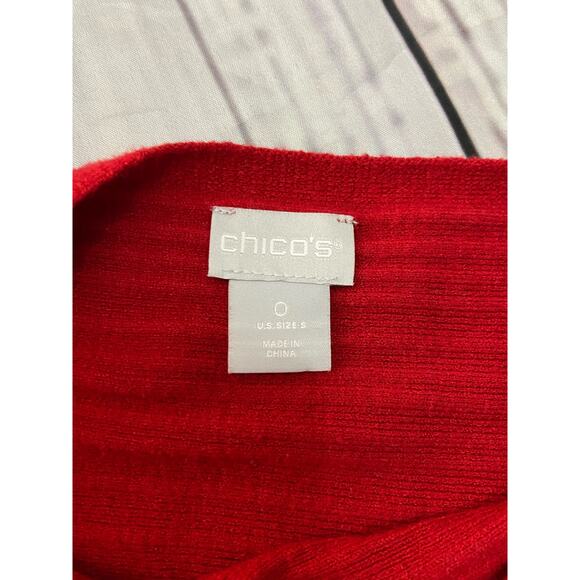 Chicos 0 Soft Cashmere Blend Rib Sweater Womens S Red Classic Fit Long Sleeve - Picture 7 of 12